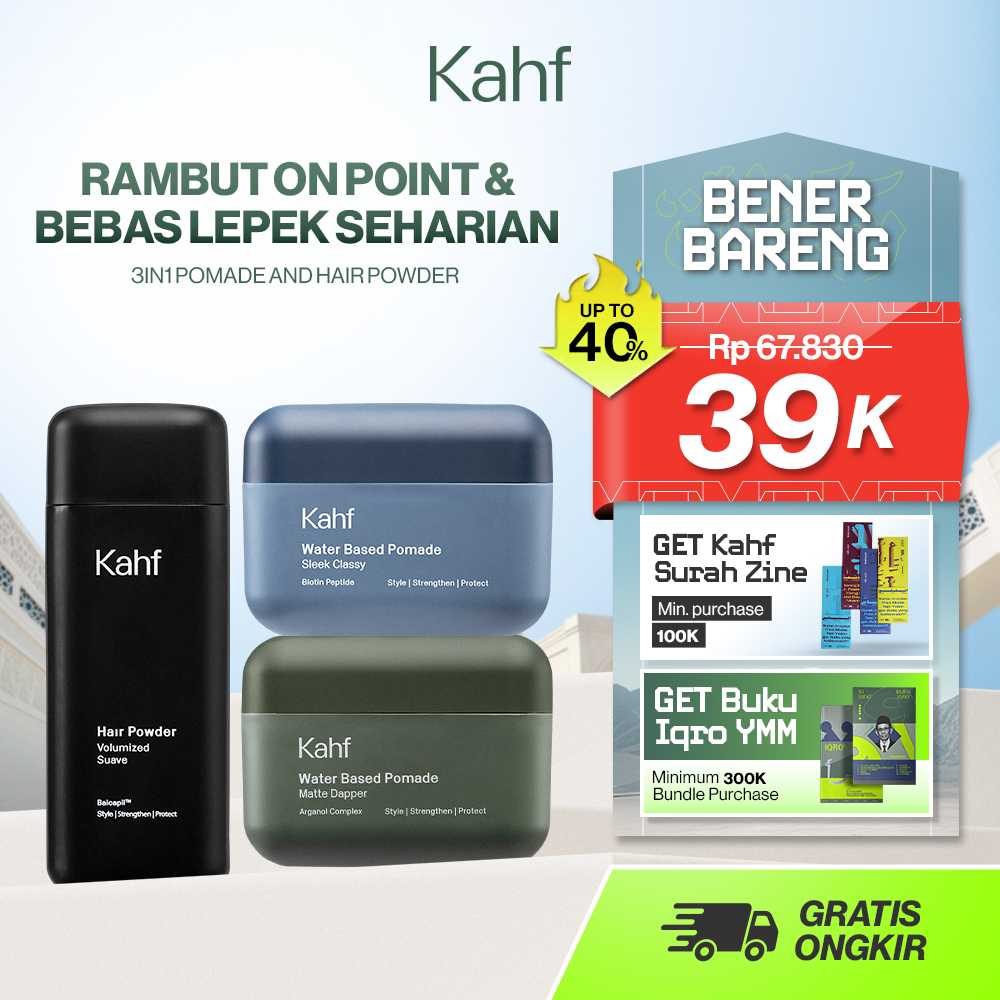 [PAKET RAMBUT ON POINT, BEBAS LEPEK SEHARIAN]  Kahf Sleek Classy Water-Based - Matte Dapper Water Ba