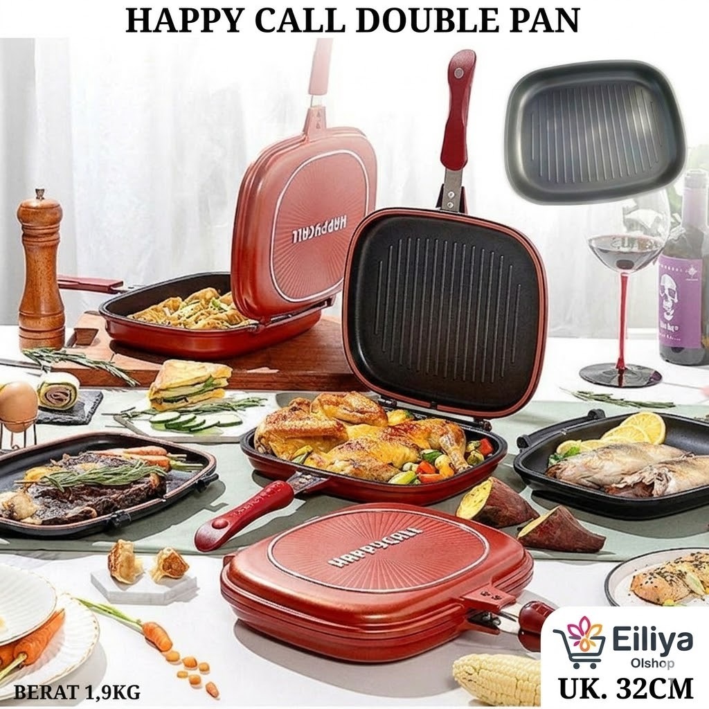 WAJAN TEFLON DOUBLE FRY PAN HAPPY CALL SERBAGUNA MASAK - GORENG - PANGGANG