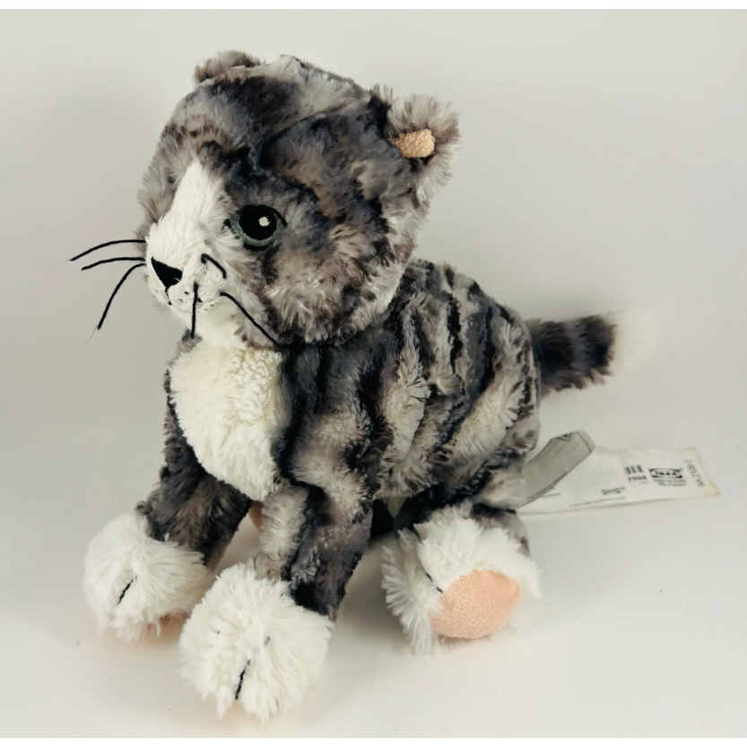 LILLEPLUTT Boneka kucing abu abu putih