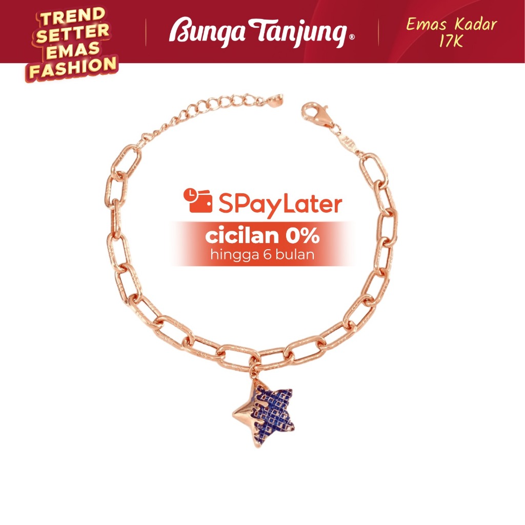 GELANG PAPERCLIP SHIMMER BINTANG MELT - EMAS 17K - BUNGA TANJUNG GOLD
