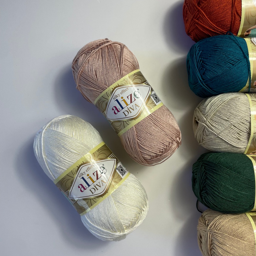 22 warna Benang Rajut Alize diva Silk Effect Akrilik Premium Impor Lembut & Halus Seperti Silk Croch
