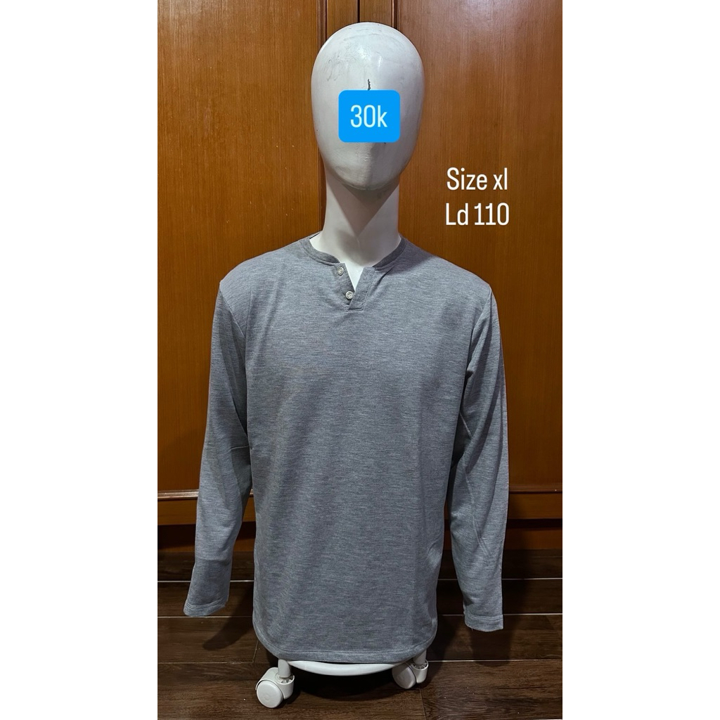 kaos kancing 3 lengan panjang
