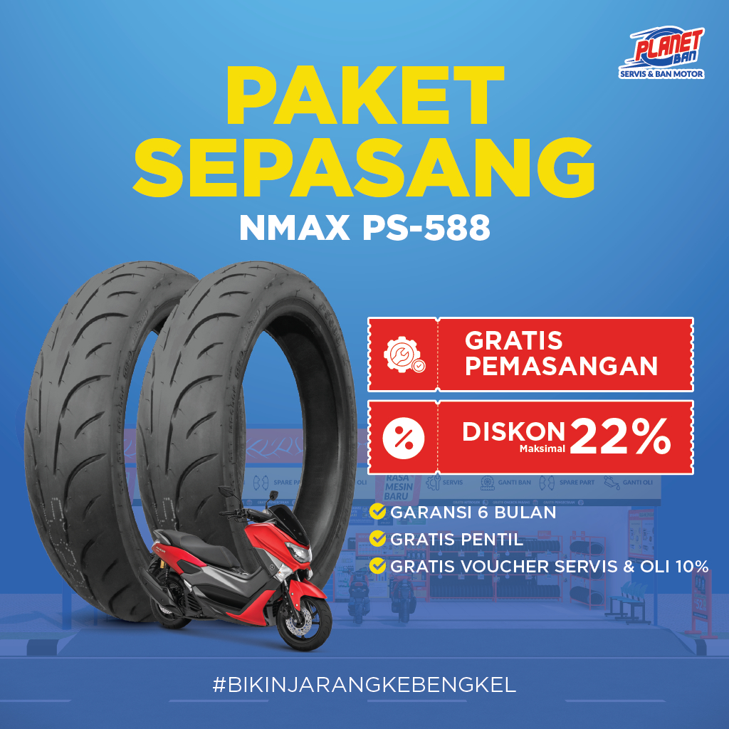 Sepasang Ban NMAX - Ban Motor Depan Belakang NMAX - PRESA PS-588 Ring 13 110/70 dan 130/70
