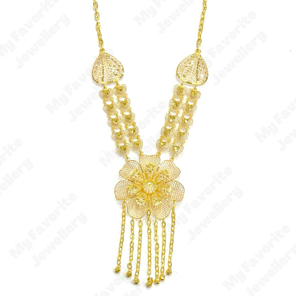 Kalung Bunga Kerawang Emas Asli Kadar 700 Buat Lebaran