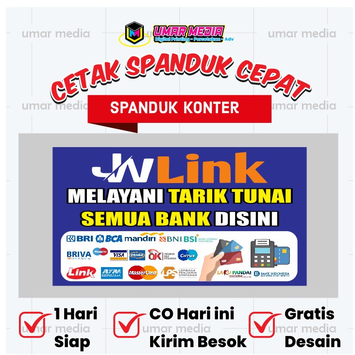 Spanduk Cepat Spanduk Agen BRILink – Banner Layanan Bank BRI Tarik Tunai Transfer