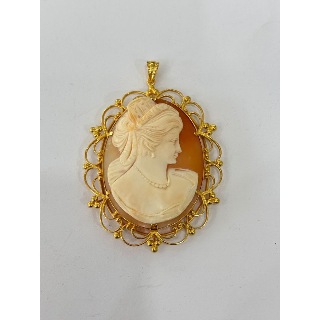 Liontin Batu Camay Jumbo Antik Emas Asli 85%