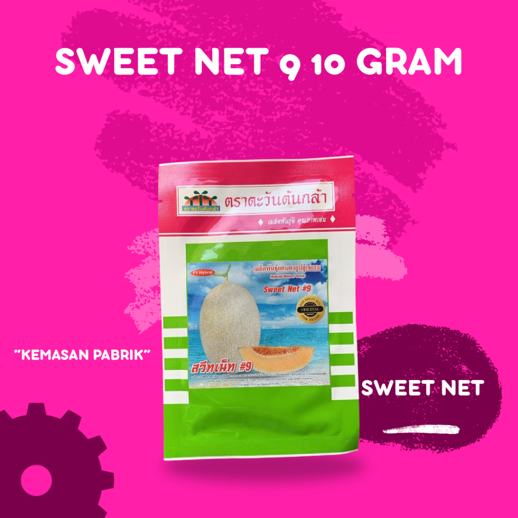 SWEET NET #9 Benih buah melon asli F1 Original pabrik kemasan 10 gr