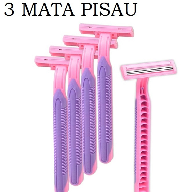 PINK = 3PISAU / Alat Cukur Jenggot 3 Mata Pisau / Piso Cukur Kumis / Pencukur Kumis Bulu Ketiak Kaki
