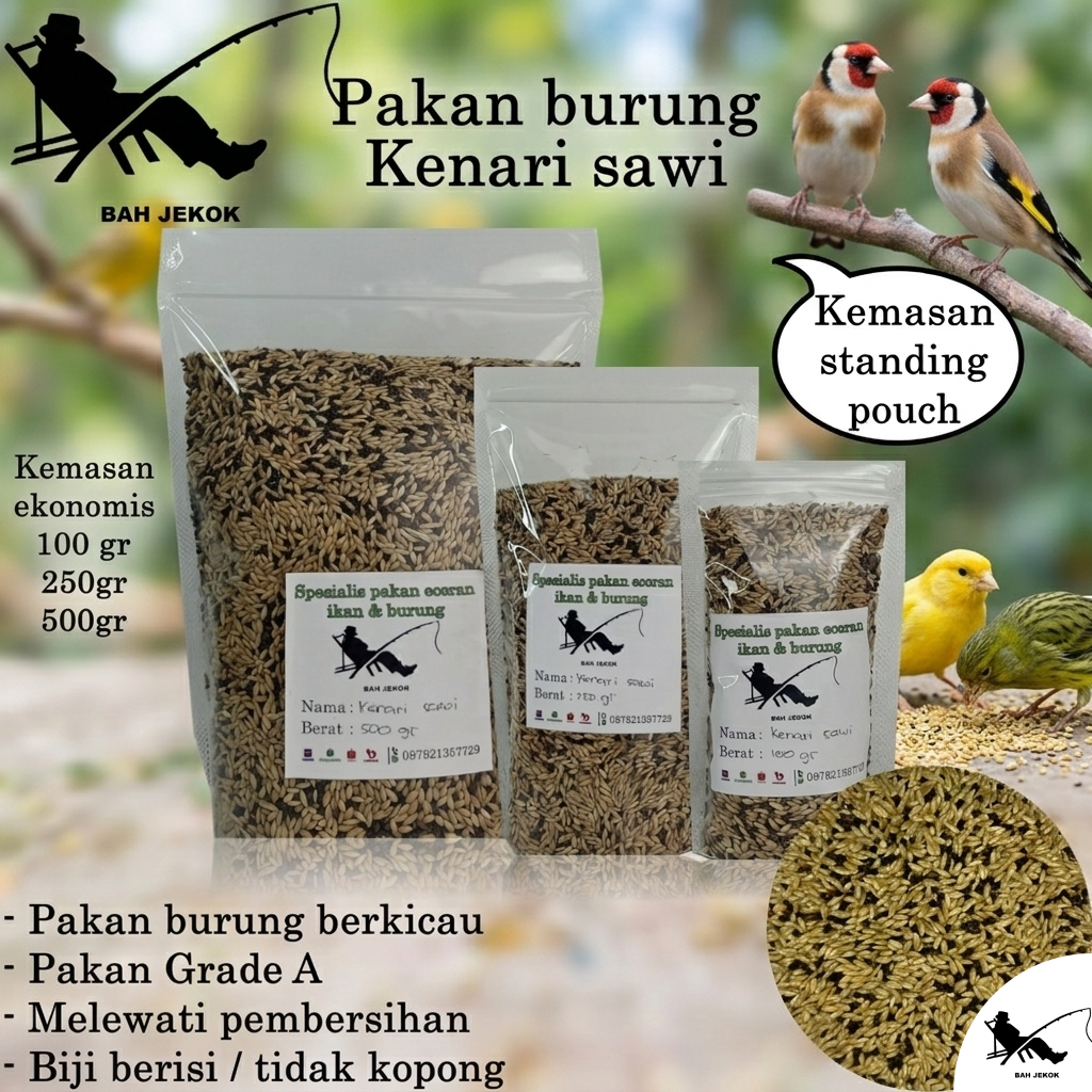 Kenari sawi untuk pakan burung Kenari Finch Blackthroat Parkit Lovebird dll (100gr - 500gr).