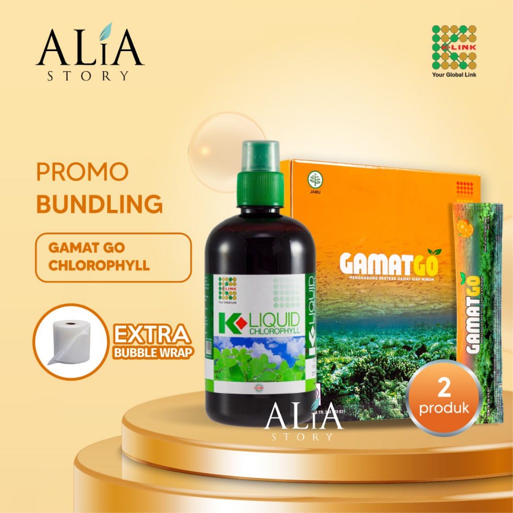 [BUNDLING] K-LIQUID CHLOROPHYLL 500 ml Klorofil K-Link Plus Gamat GO (1 Box 15 Sachet) Penerus Gamat