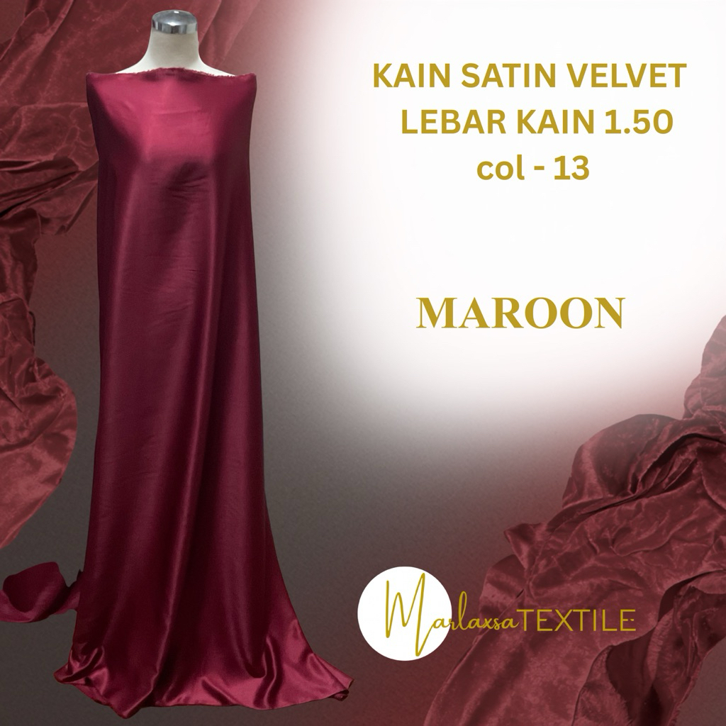 KAIN SATIN VELVET PREMIUM WARNA MAROON | SATIN BRIDESMAID SATIN DEKORASI FURING BROKAT FURING TULLE 