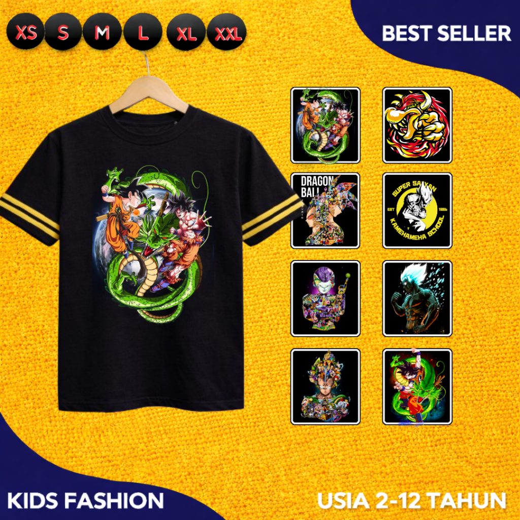 Kaos Anak Karakter Anime Naga Katun Combed 24s Kaos Anak Laki Laki Perempuan Usia 2–12 Tahun Baju An