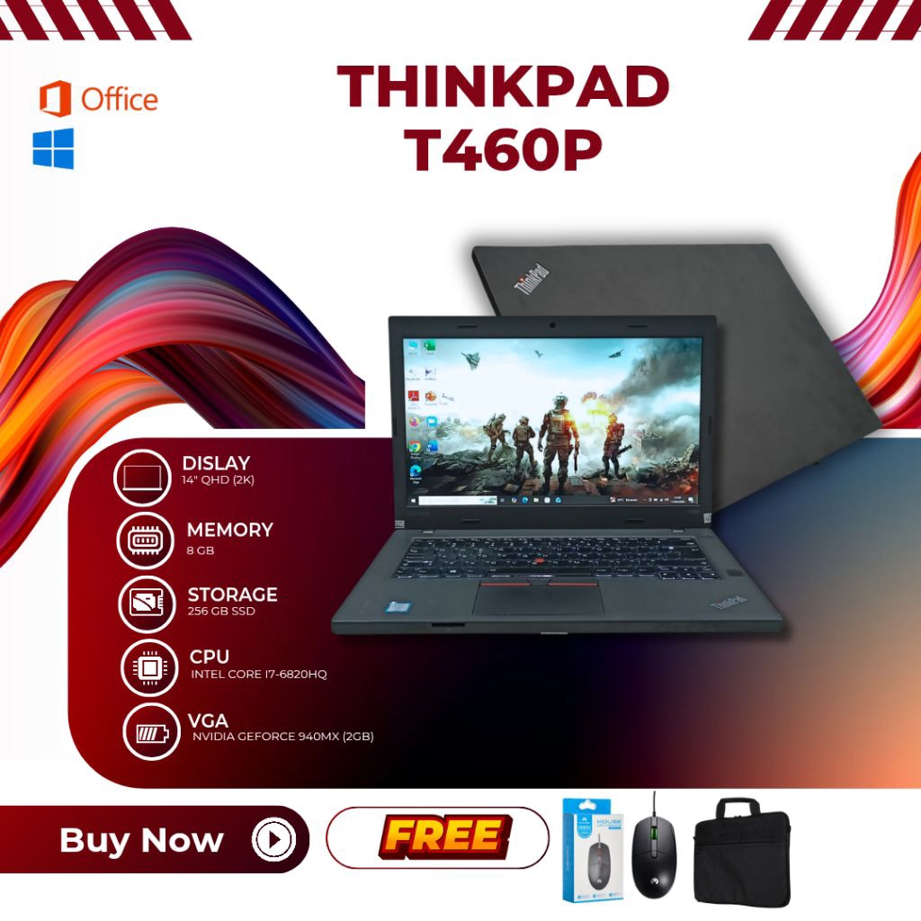 Laptop Thinkpad T460P Core i7 Gen 6 RAM 8 GB
