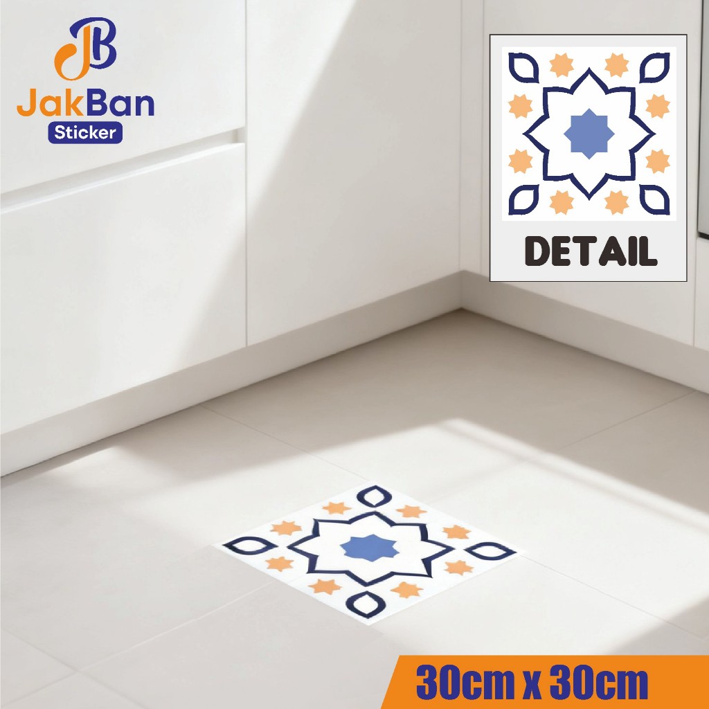 Jakban Sticker - READY STOK - Stiker Tegel 30x30 cm Stiker Keramik Lantai Dinding Motif Tegel Vintag