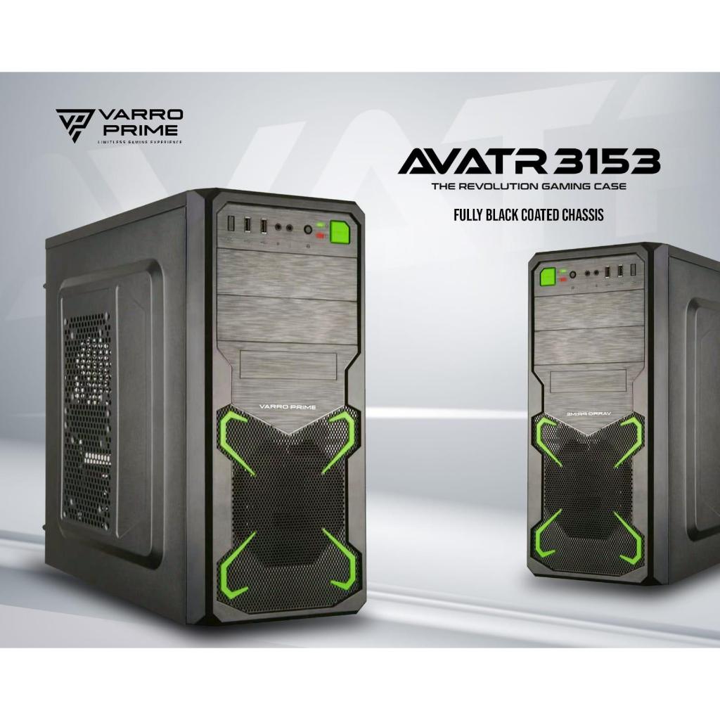 Casing PC Gaming Varro Prime AVATR 3153 Casing PC ATX with USB 3.0 Full Black