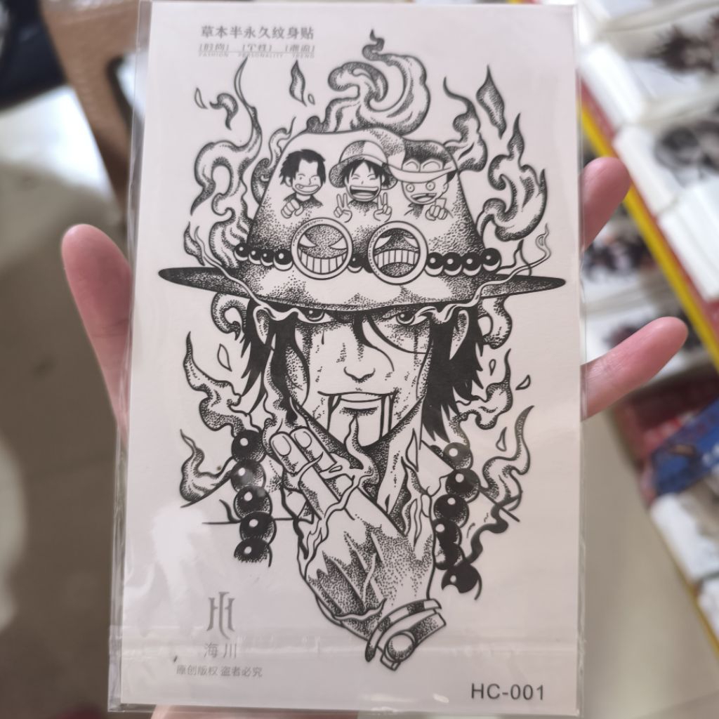 Tato Temporer One Piece Portgas D. Ace Tato Anime Aman untuk Kulit