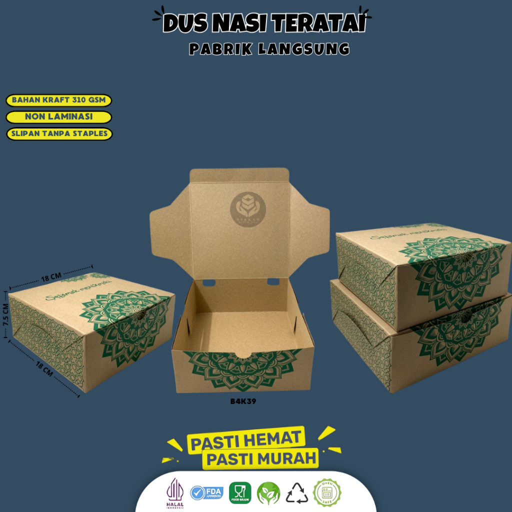 Box Catering 18x18 Dus 18x18 Motif Teratai (B4K39-18X18X7.5 Cm)