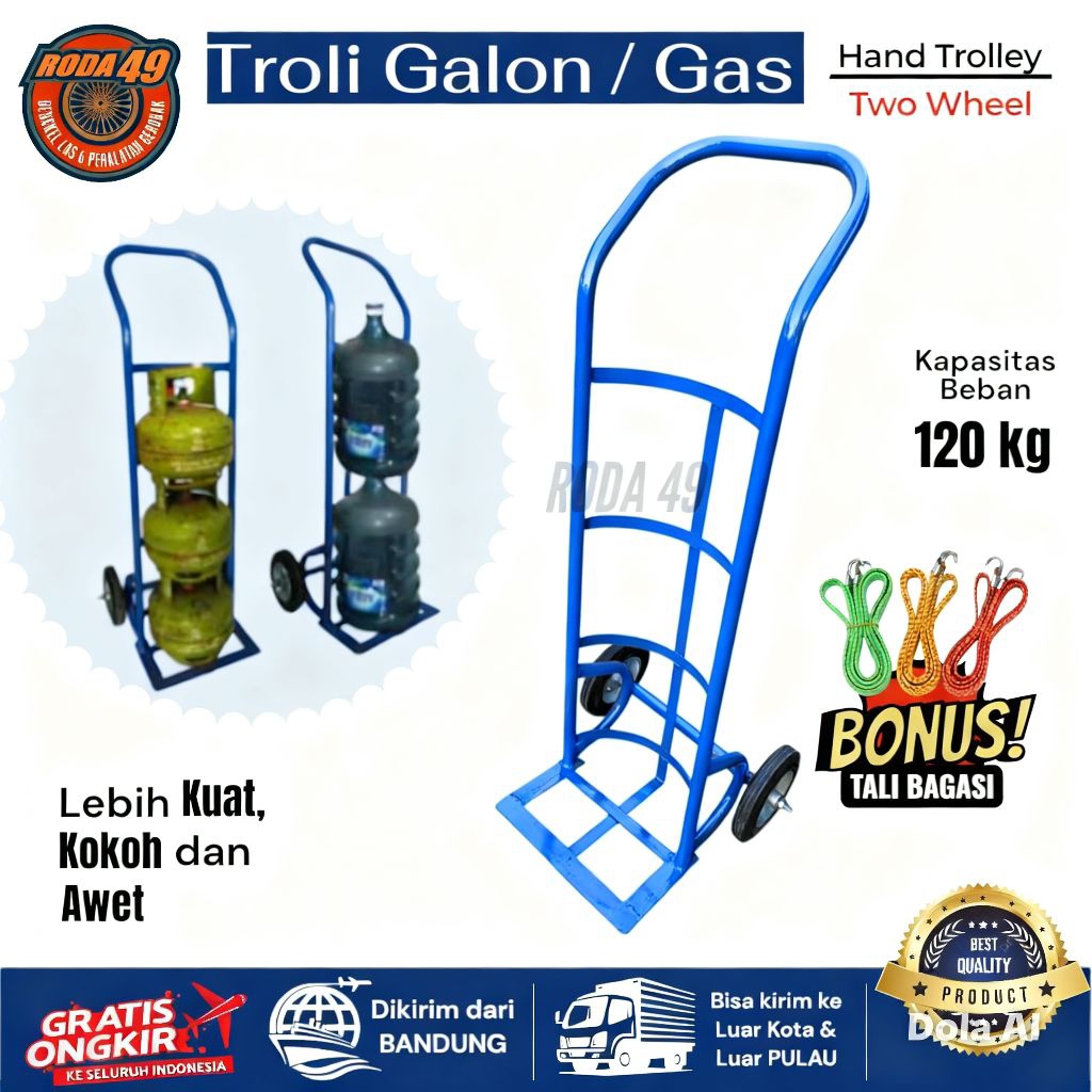 Troli Galon dan Gas / Troli Dorong / Trolley besi kapasitas 120kg