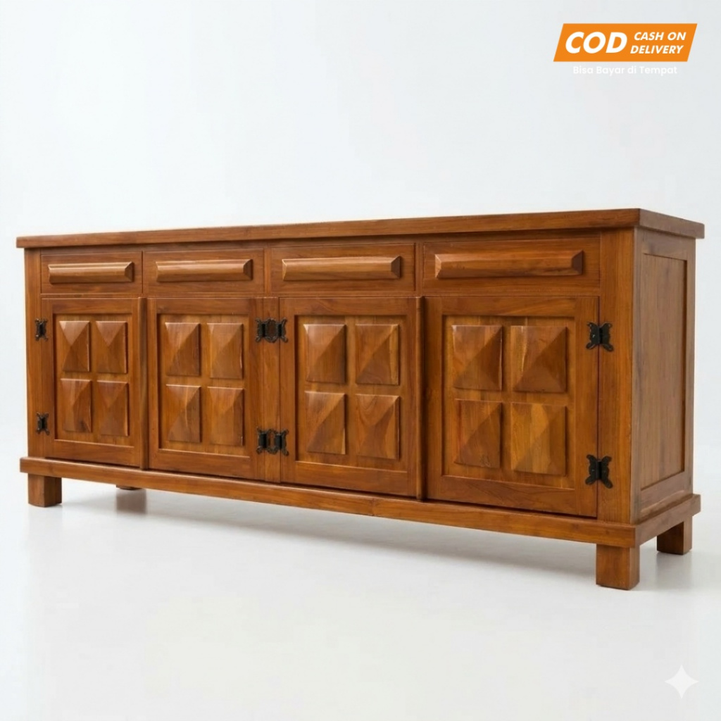 Buffet Jati Minimalis Modern / Sideboard Kayu Jati / Meja TV Lemari Kabinet Jati