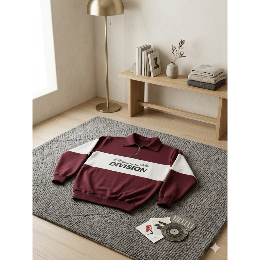 SWEATER HALFZIP RUGBY  dvsn PRIA WANITA UNISEX PREMIUM