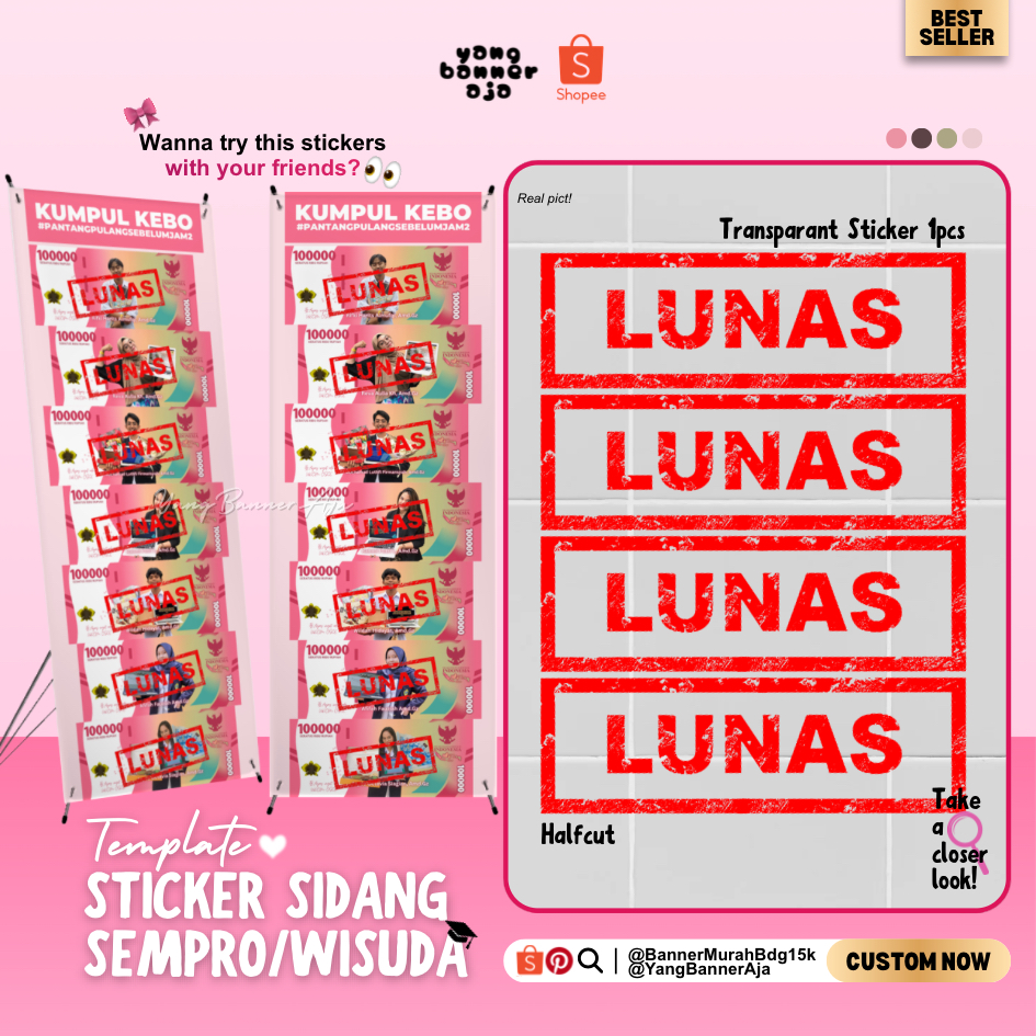 [SEHARI JADI] Sticker Untuk Banner Wisuda Ke-Lulus An Sticker Transparant Label Untuk Custom Tulisan