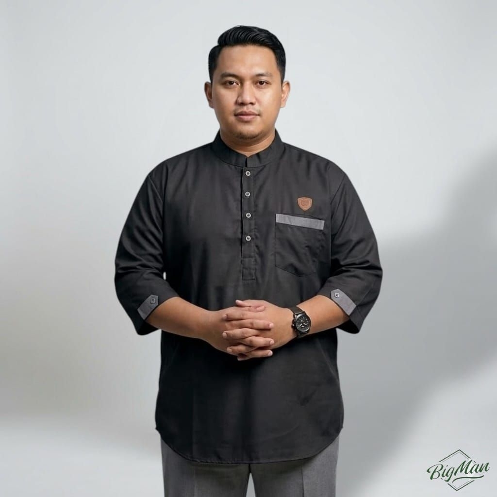 Kurta Jumbo Pria 2XL 3XL 4XL 5XL 6XL 7XL 8XL 9XL Baju Koko Kurta Lengan 3/4 Big Size Muslim Pria
