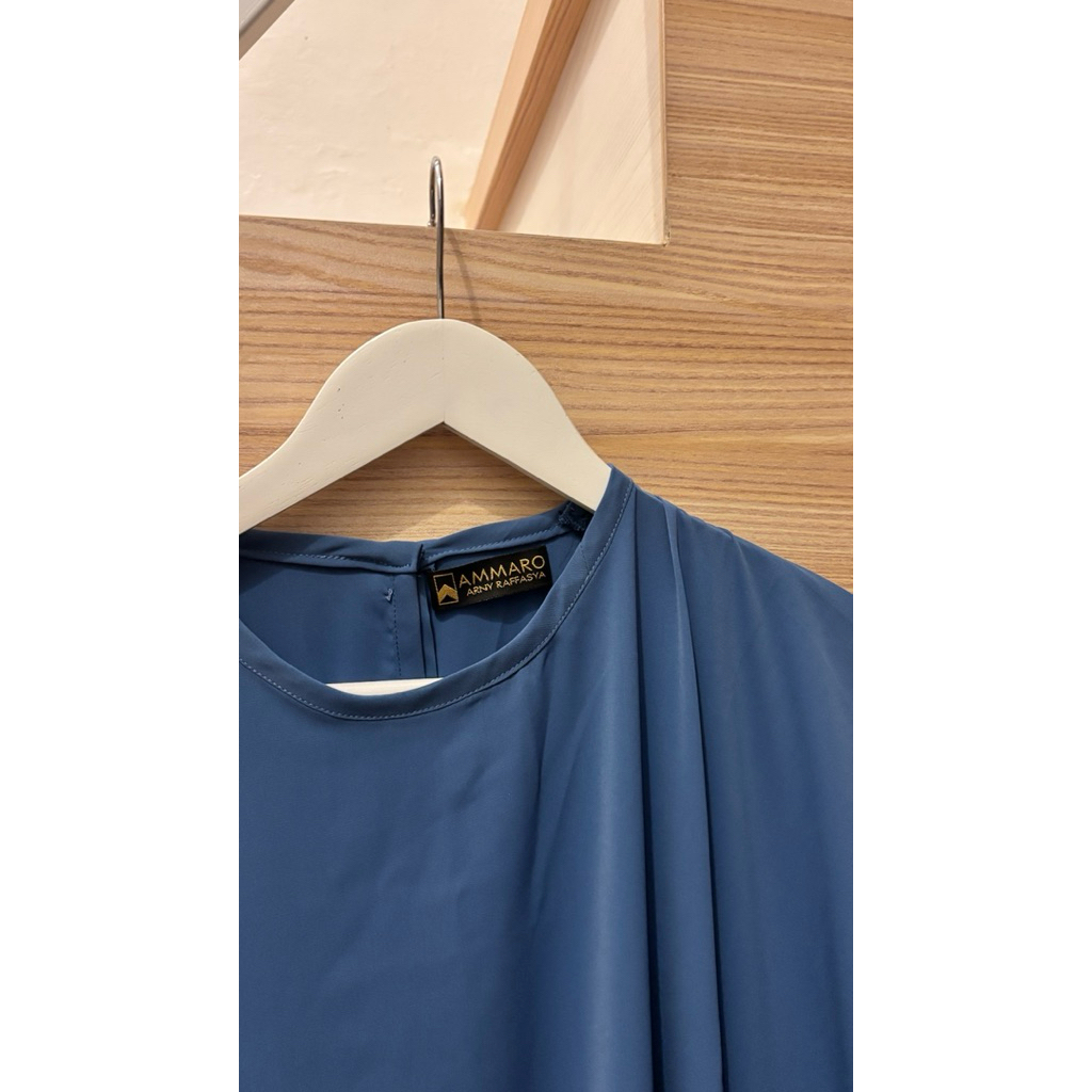 Dress biru (model kaftan / loose dress) new