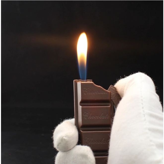 ELEKTRIKINIAN Mancis Korek Api Lilin Model Coklat Unik Gas Isi Ulang