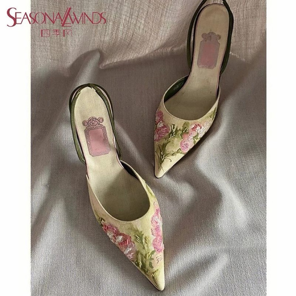 paintings heels kitten mules high heels hak tinggi