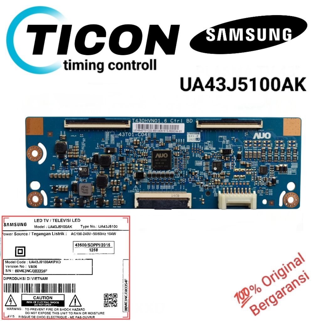 TICON TV SAMSUNG UA43J5100AK Timing Control tcon board LED TV Samsung 43" UA 43J5100 43J 5100 Origin