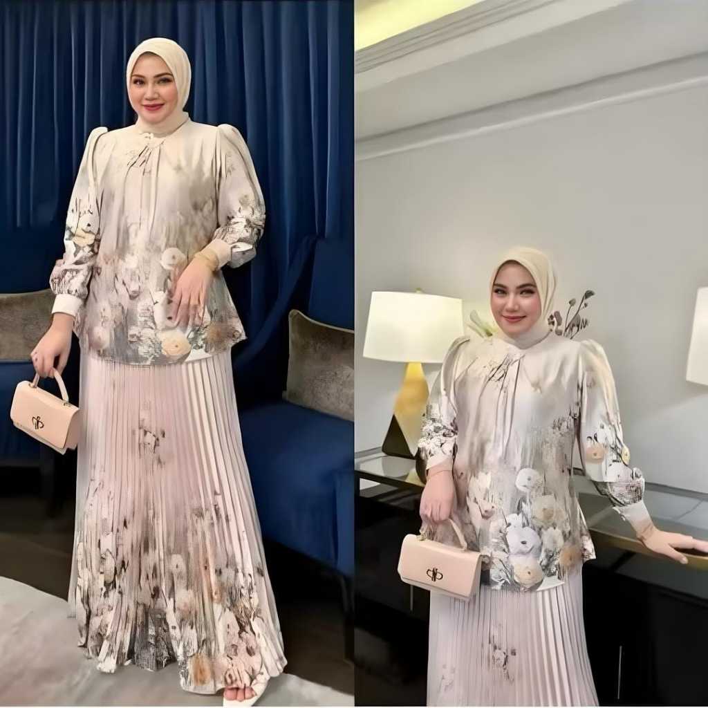 PROMO ONE SET ROK SEJOLI MOTIF BUNGA ROK PLISKET