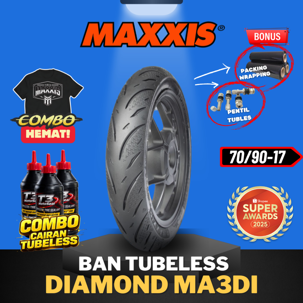 [READY COD] BAN MAXXIS DIAMOND MA-3Di TUBELESS RING 17 ( 70/90-17 ) BAN MOTOR BEBEK JUPITER Z VEGA R