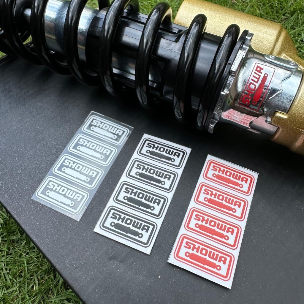 SHOWA STIKER SHOCK BOTTOM DEPAN DAN BELAKANG TRANSPARAN ISI 4 BIJI STIKER SHOWA