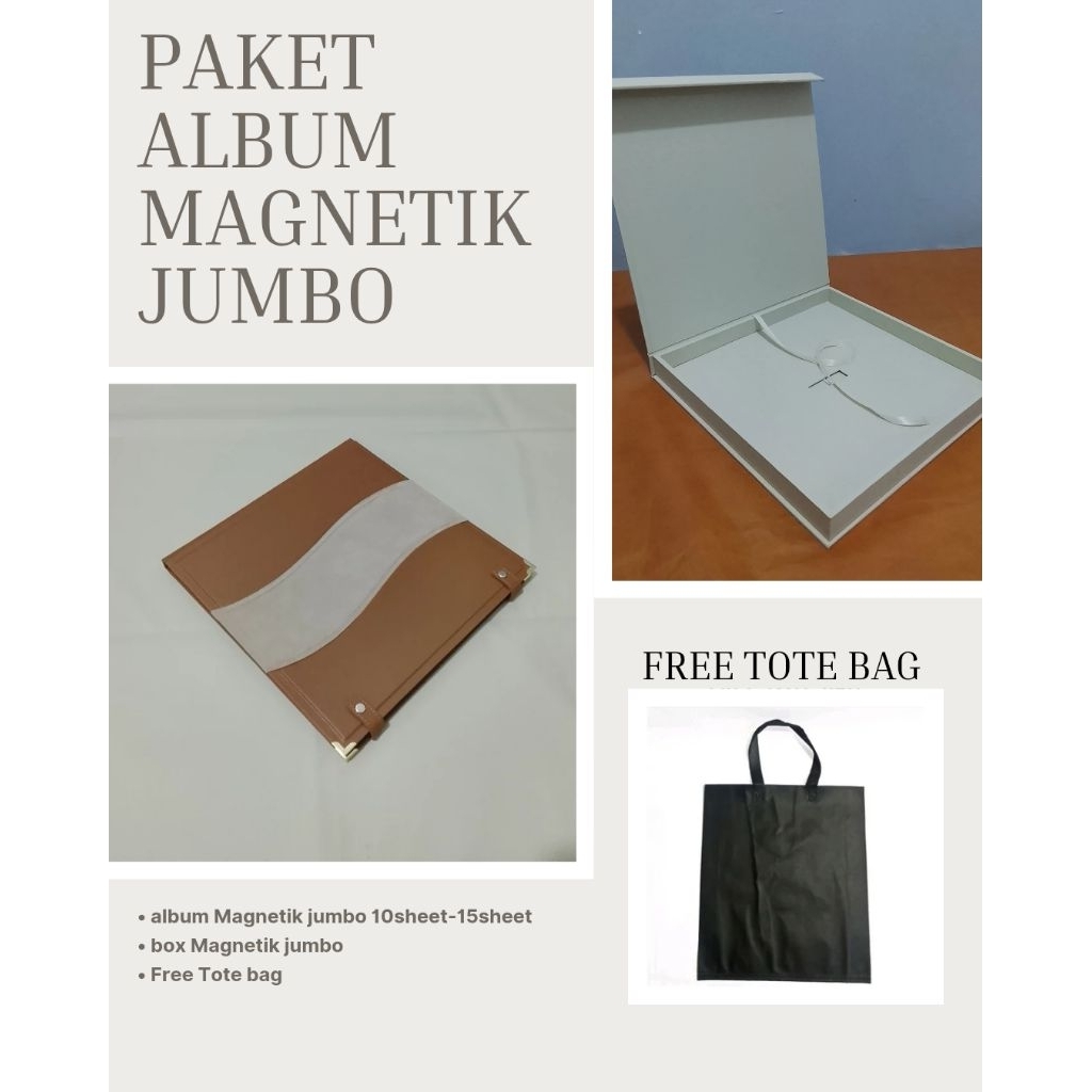 Paket album Magnetik jumbo 10sheet-15sheet+box Magnetik jumbo+Tote bag