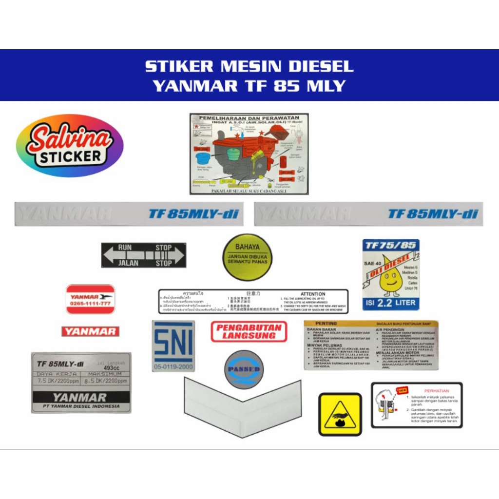 Stiker mesin diesel yanmar TF 85 MLY