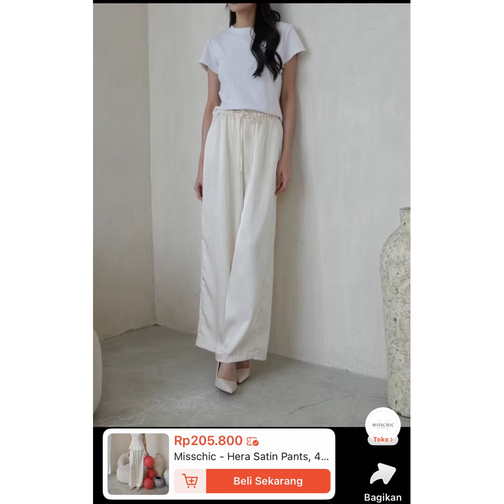Misschic Hera satin pants ivory