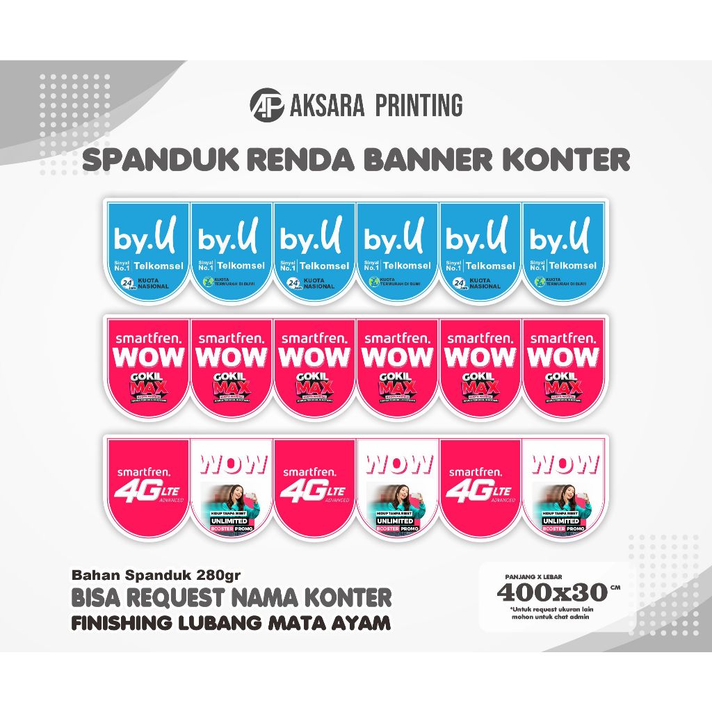 Banner Spanduk Renda Konter Murah / Renda Konter / Flag Banner Murah FREE DESIGN / Provider series /