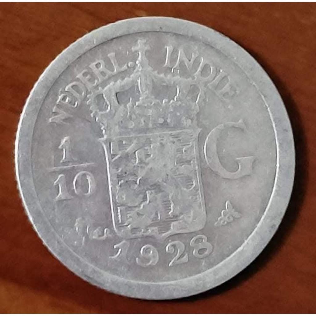 Koin Perak 1/10 Gulden 1928 Netherlands