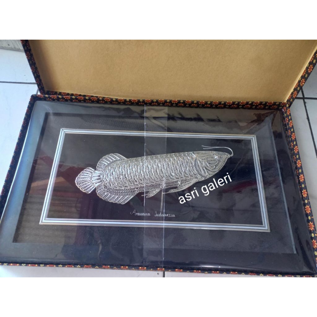 frame ikan arwana perak panjang 30cm, hiasan ikan arwana