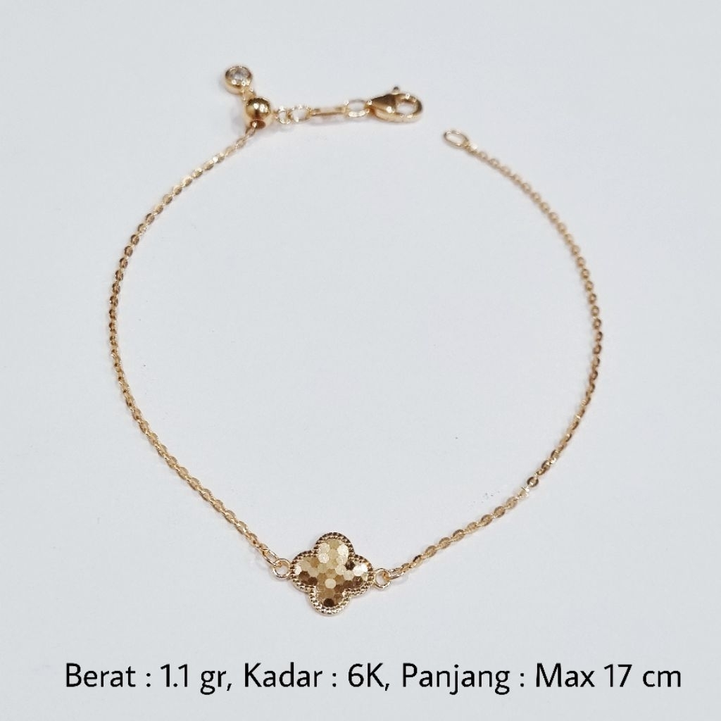 Gelang Serut Emas Asli 6K Model Vancleef Panjang Maksimal 17 cm - MA8 / 1.1 gr