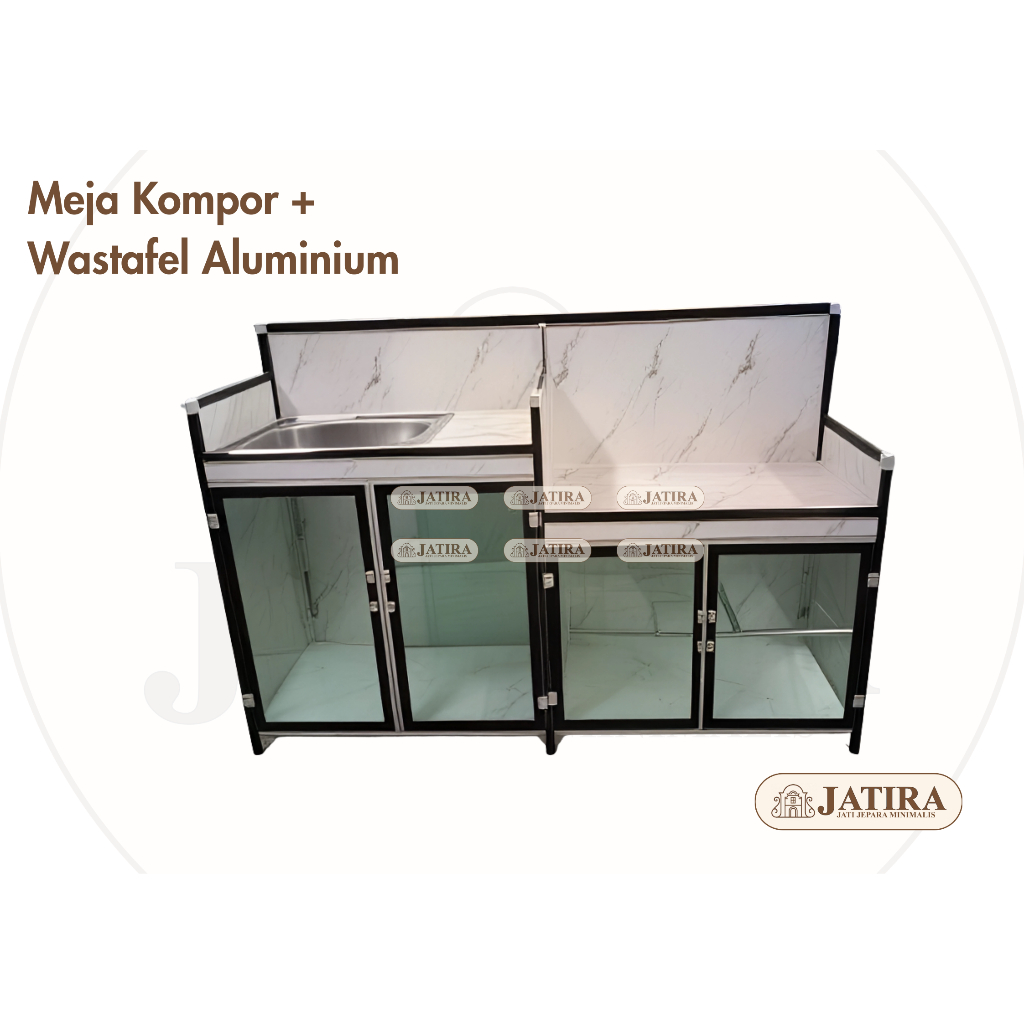 Meja Kompor Dapur Aluminium + Rak Wastafel | Meja Kompor Aluminium Murah Palembang