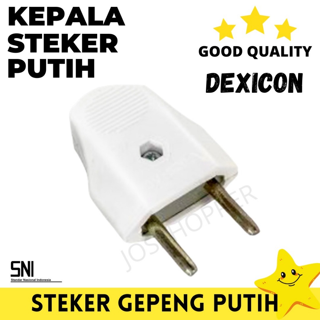 Steker Gepeng Putih Steker Colokan Listrik Pipih Colokan Biasa Minimalis Tahan Panas Dexicon