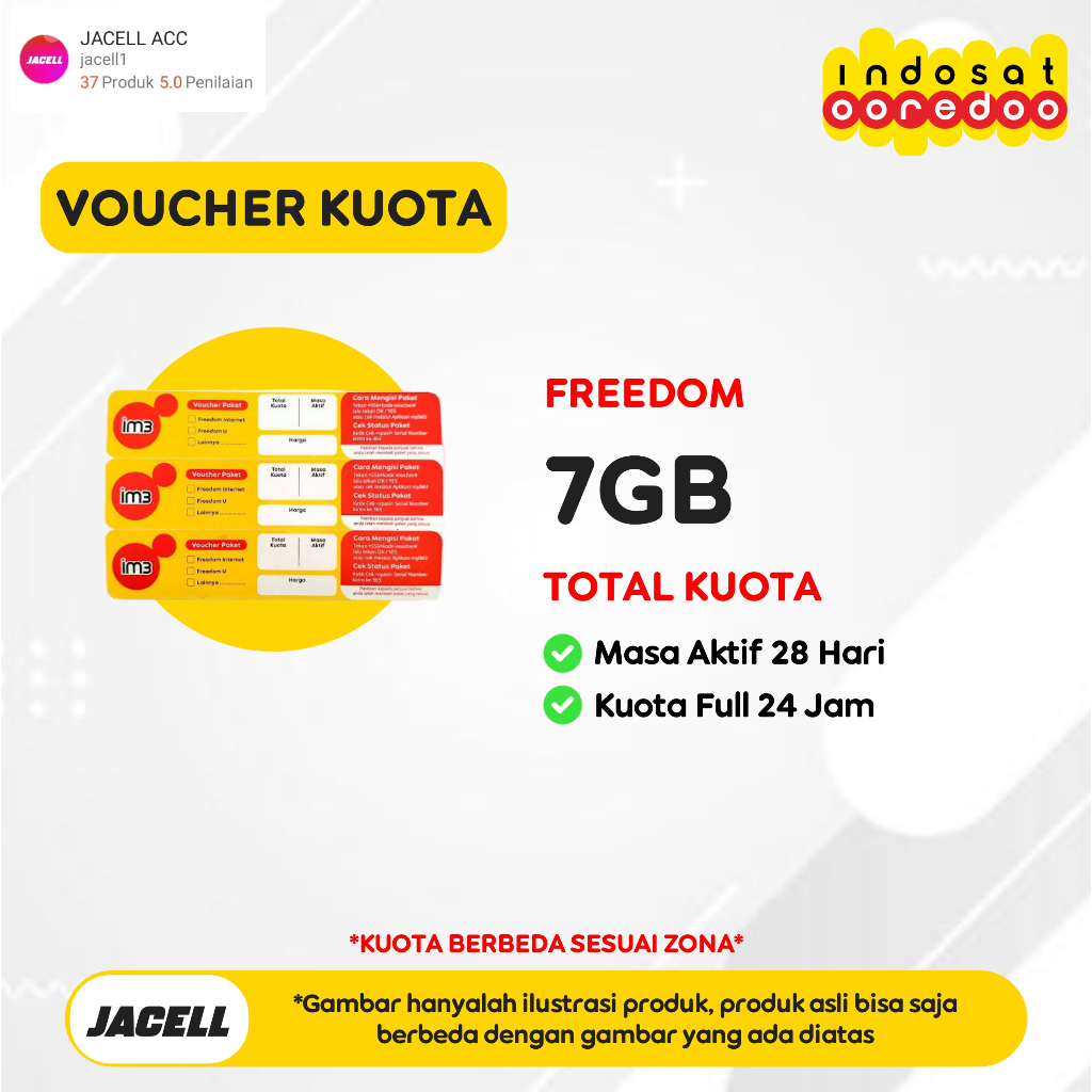 VOUCHER KUOTA INDOSAT FREEDOM 7GB 28 HARI