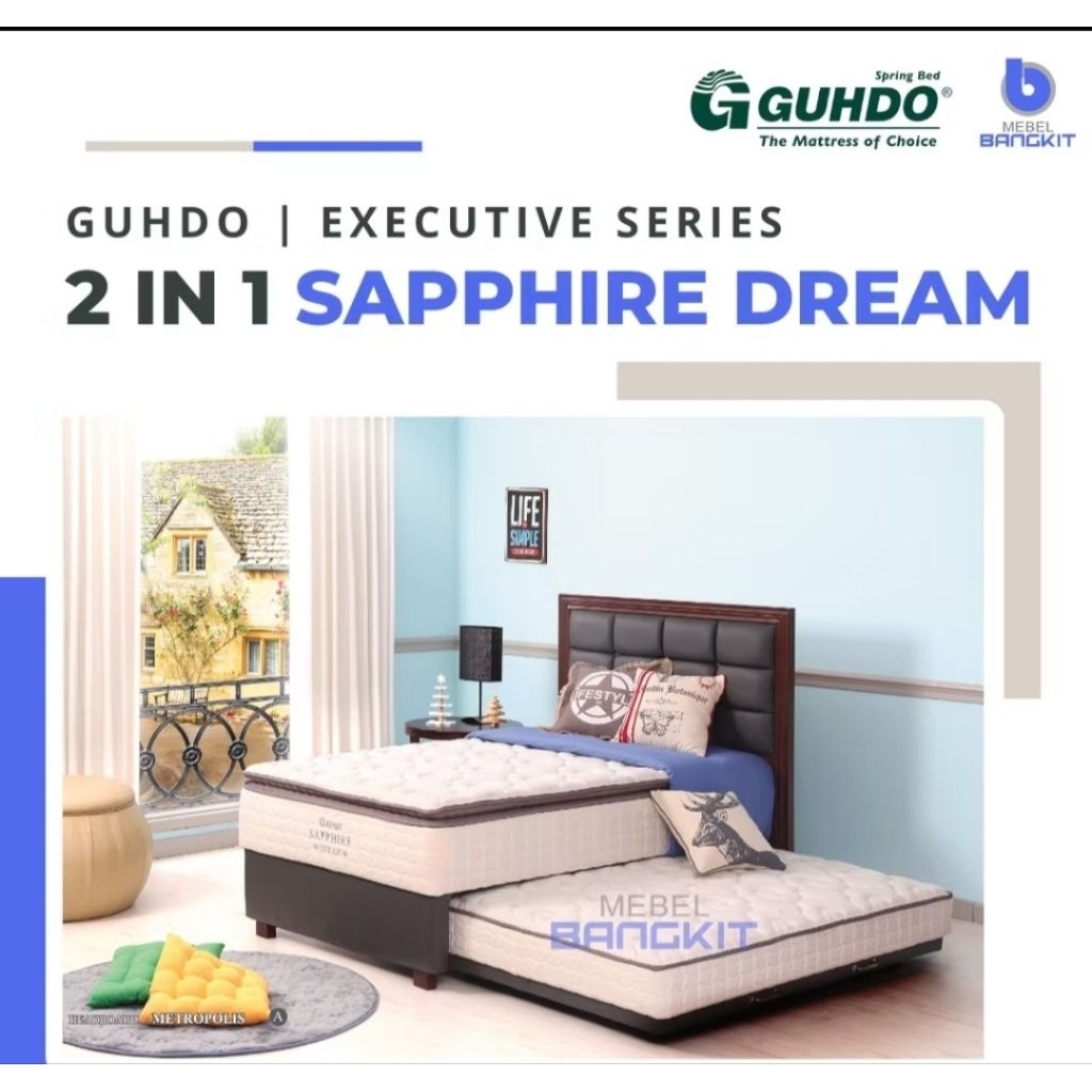 Guhdo 2 in 1 Sapphire Dream Kasur/Full set (90/100/120/140/160/180) Kasur 2in1 susun matras ranjang 