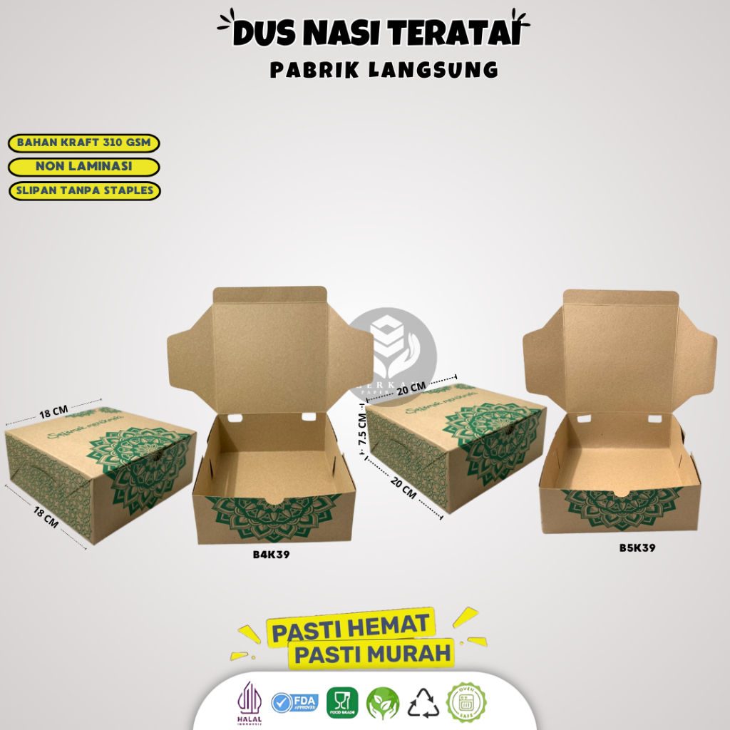 Dus Nasi 18x18 Box Catering Box 18x18 Dus 18x18 Motif Teratai (B4K39)