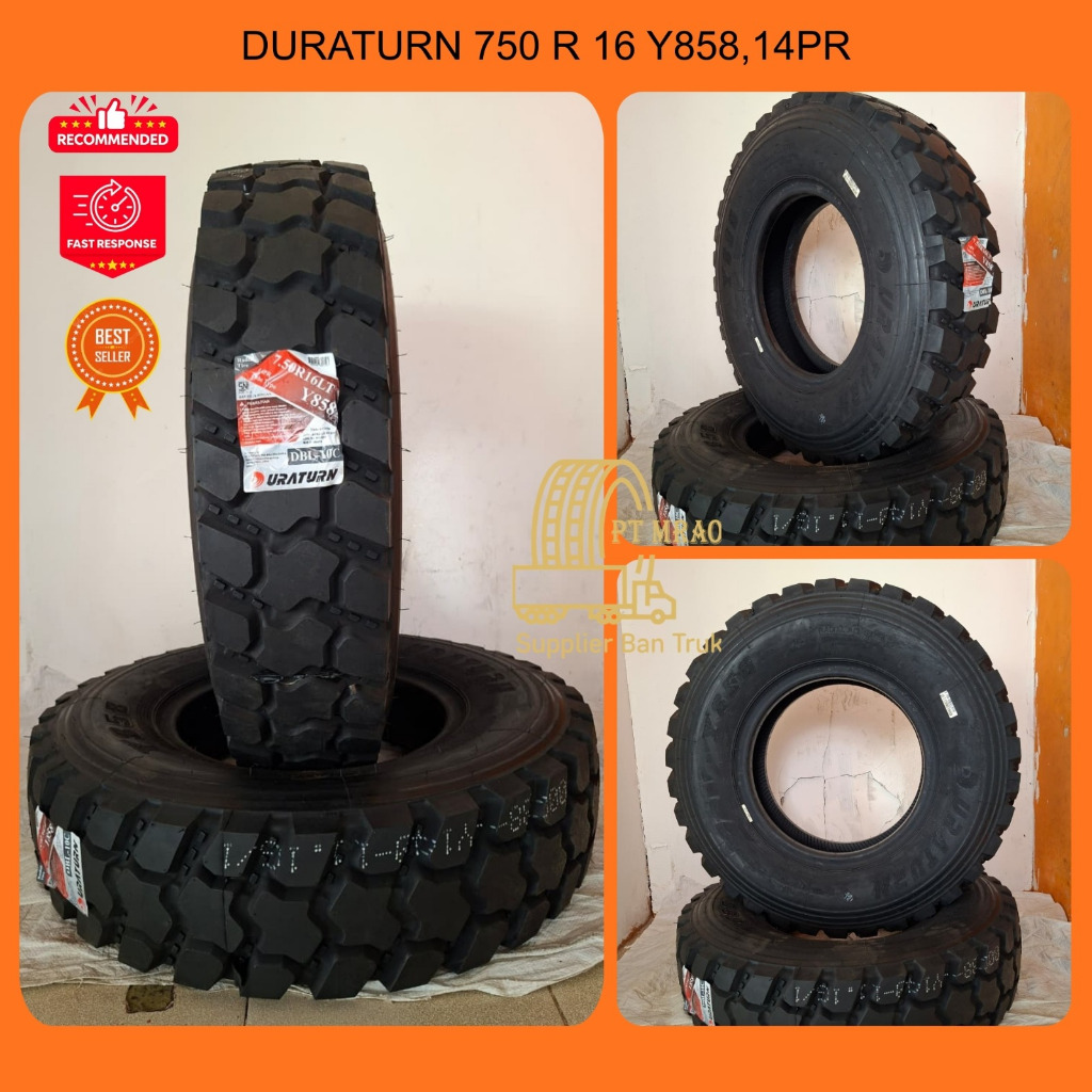BAN TRUK KAWAT DURATURN 750 R 16 Y 858 TAPAK KASAR FULL SET (KOMPLIT)