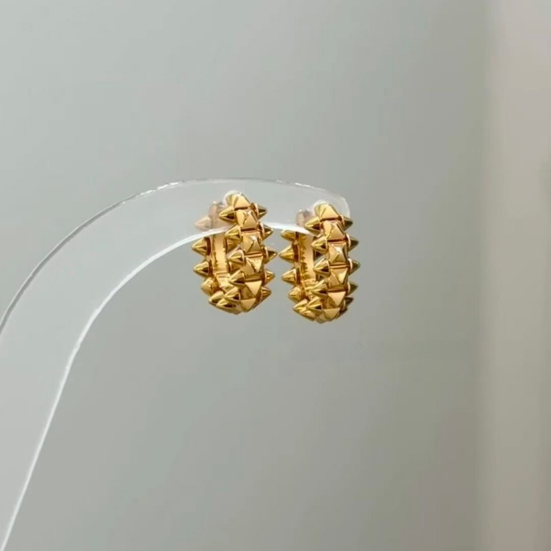 Anting Hoop Rivet Tebal Emas Berlapis 18K