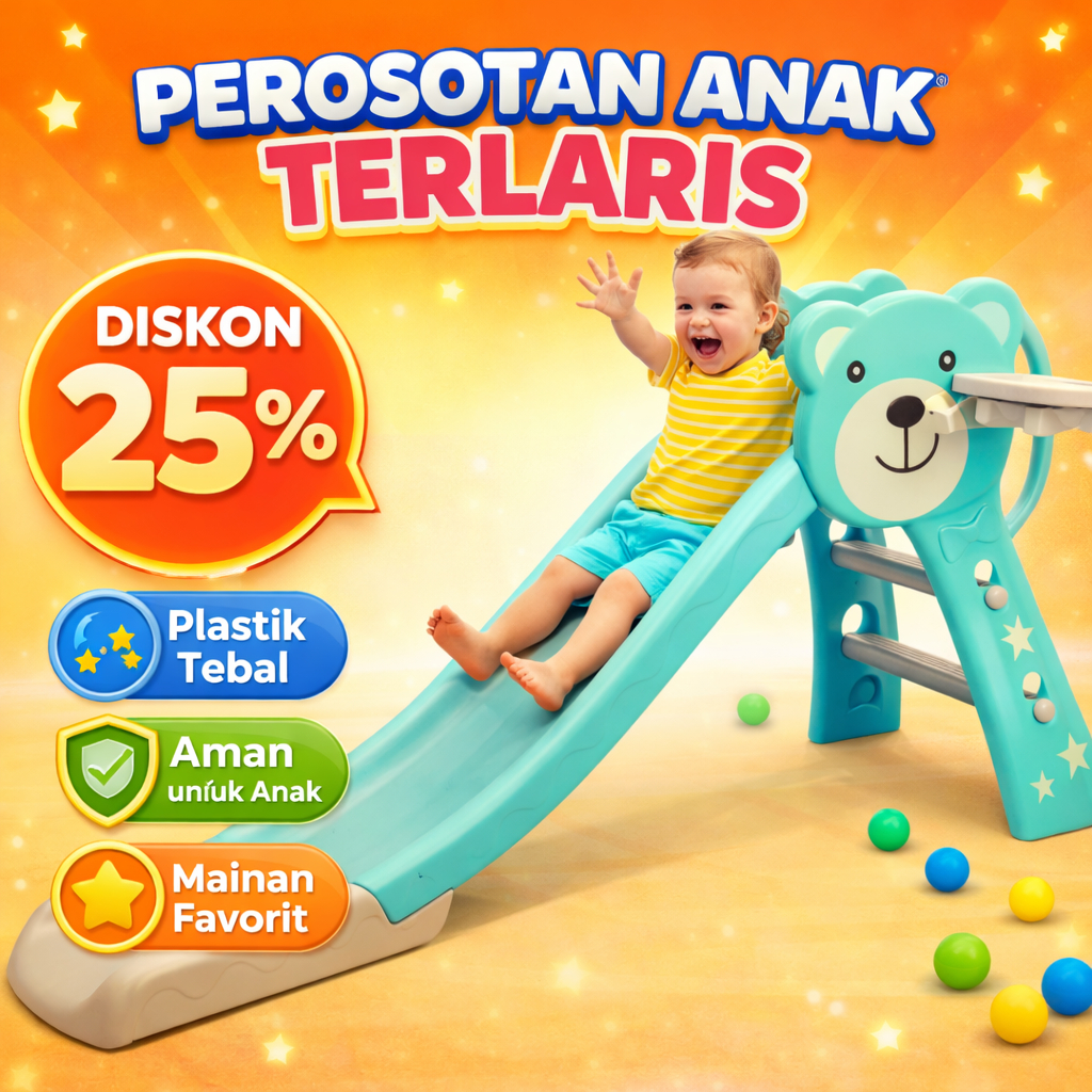 Mainan Anak Perosotan Karakter M1103 – Edukatif, Kokoh & Cocok Indoor Outdoor