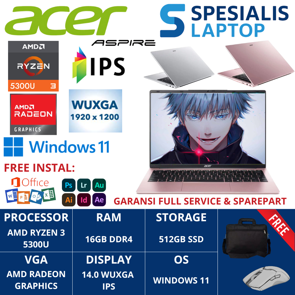 Laptop Acer Aspire Lite AL14 42P AMD Ryzen 3 5300U 16GB 512GB SSD 14 WUXGA IPS Win11