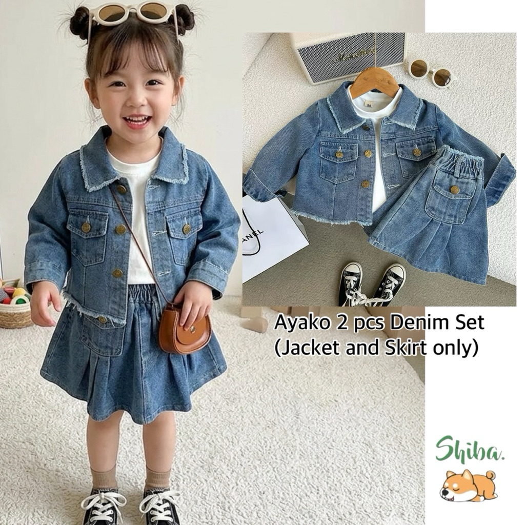 (2-9 TAHUN) Setelan Jeans Anak Perempuan | Jaket Jeans Denim Anak Perempuan Rok Pendek Jeans Anak Pe